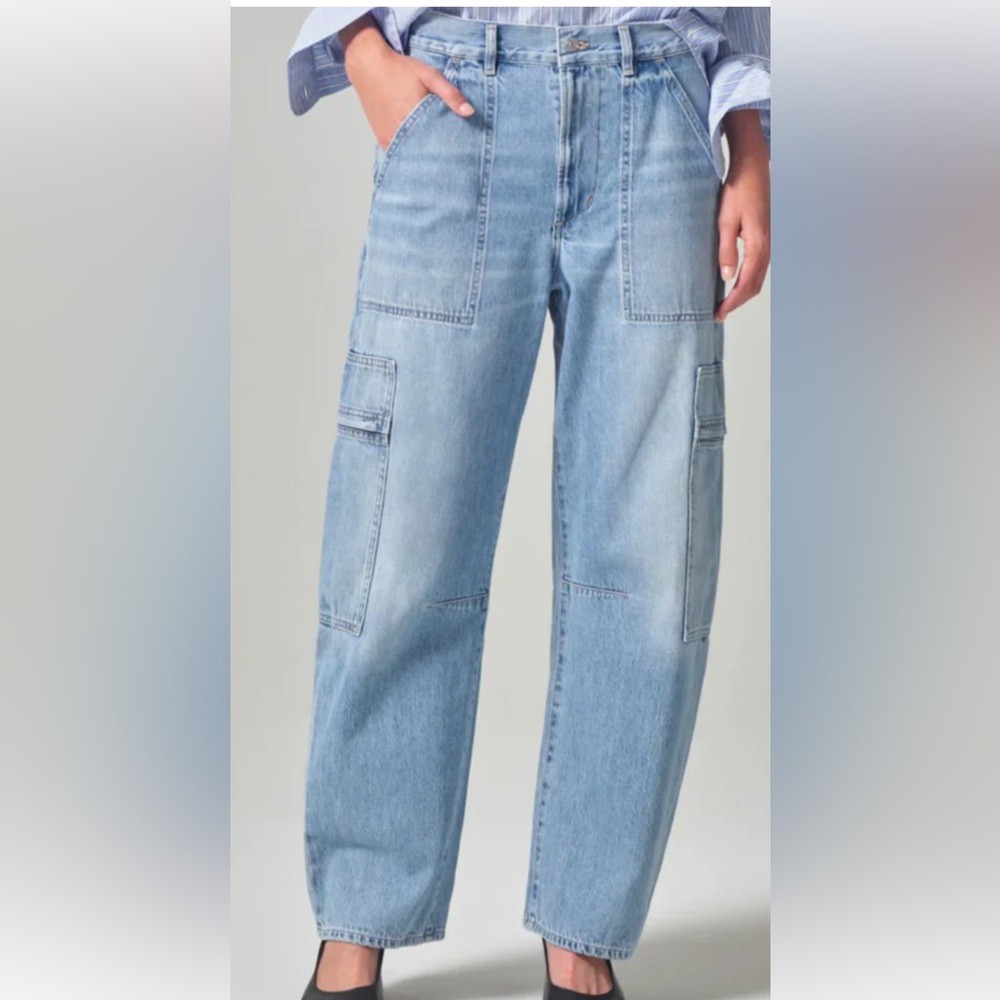 Citizens Of Humanity Light Blue Barrel Cargo Wide Leg Jeans